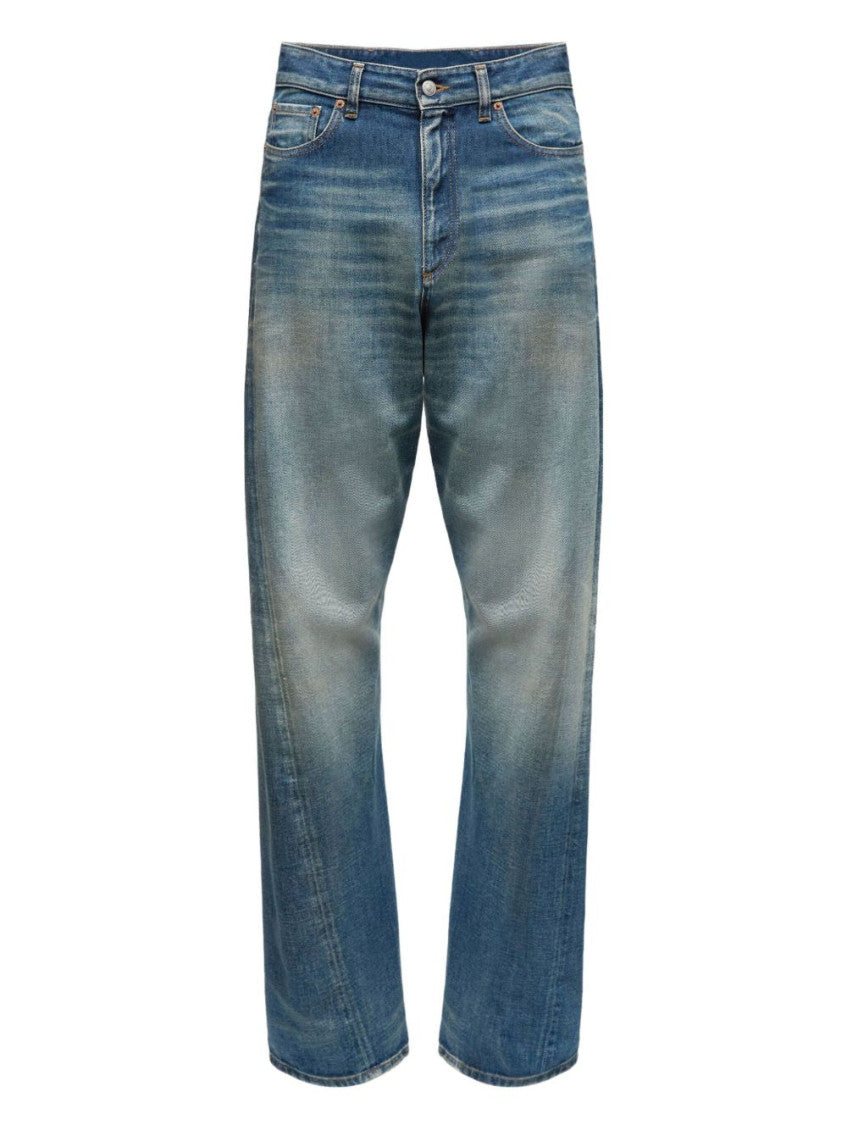 Blue Cotton Wide Leg Jeans 1