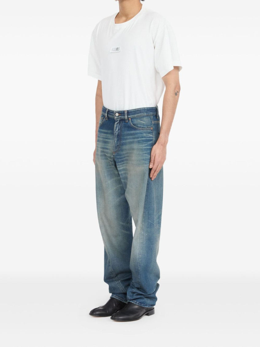 Blue Cotton Wide Leg Jeans 2