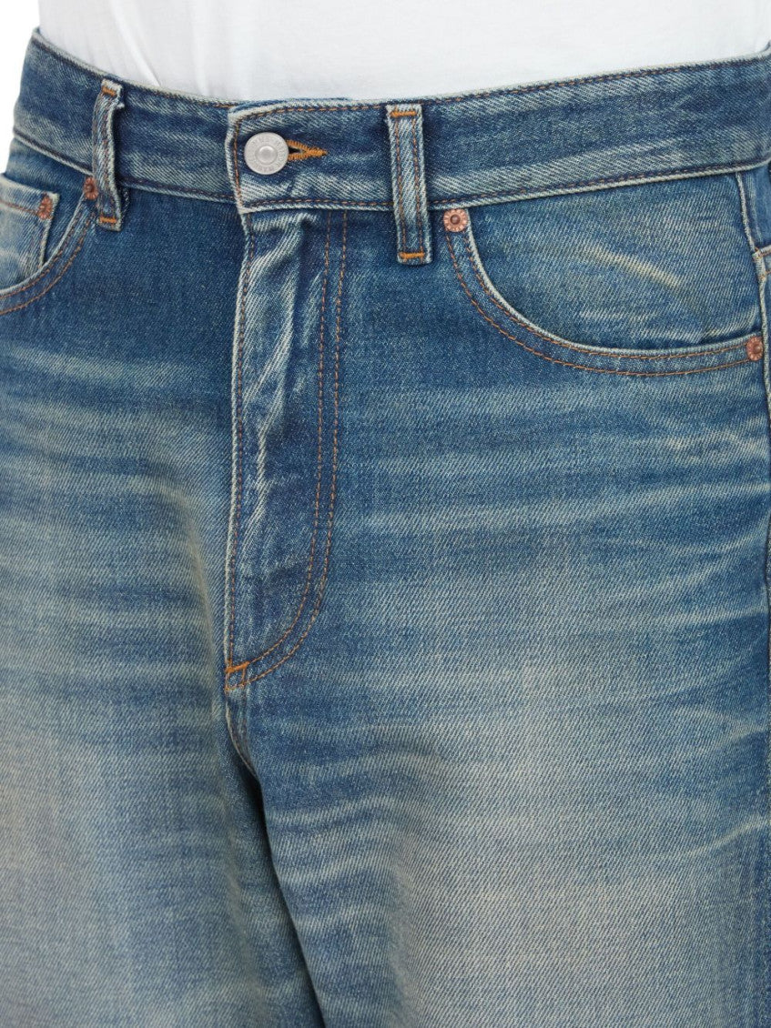 Blue Cotton Wide Leg Jeans 5
