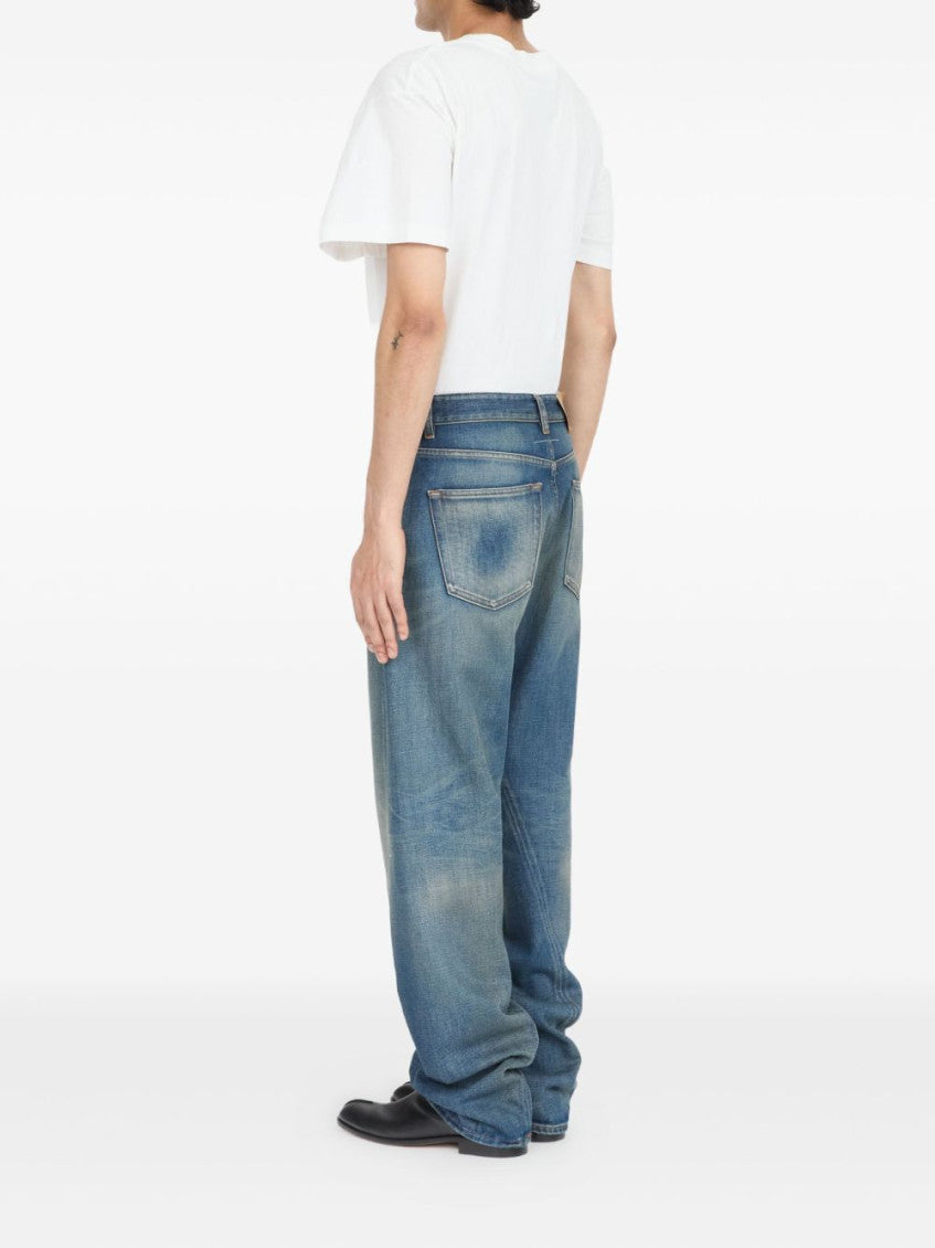Blue Cotton Wide Leg Jeans 6