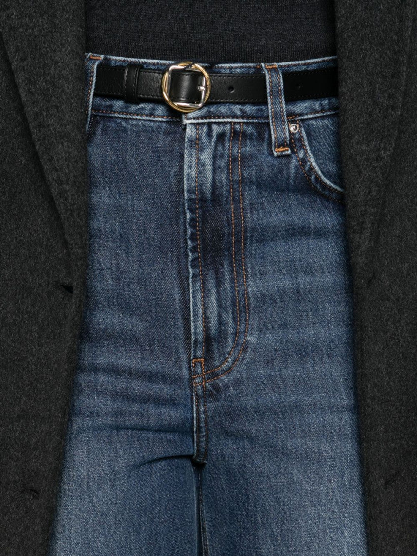 Dark Blue Wide Leg Jeans 4