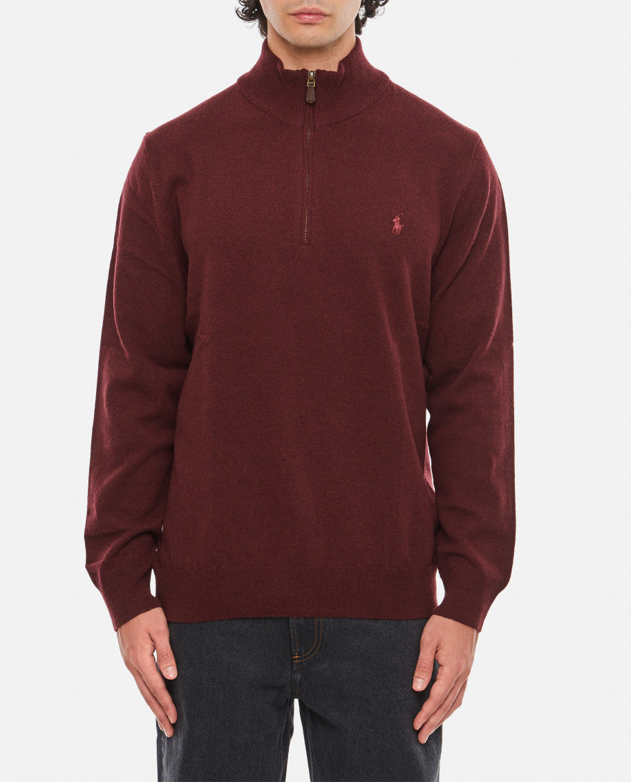 Red Half Zip Logo Sweater 1