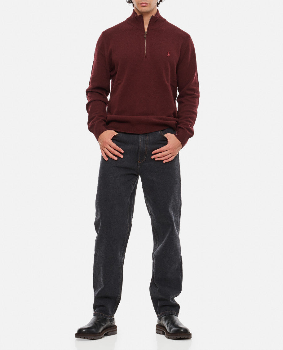 Red Half Zip Logo Sweater 2
