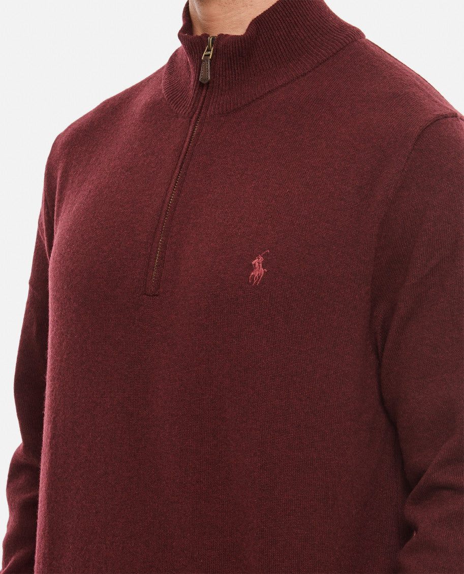 Red Half Zip Logo Sweater 4