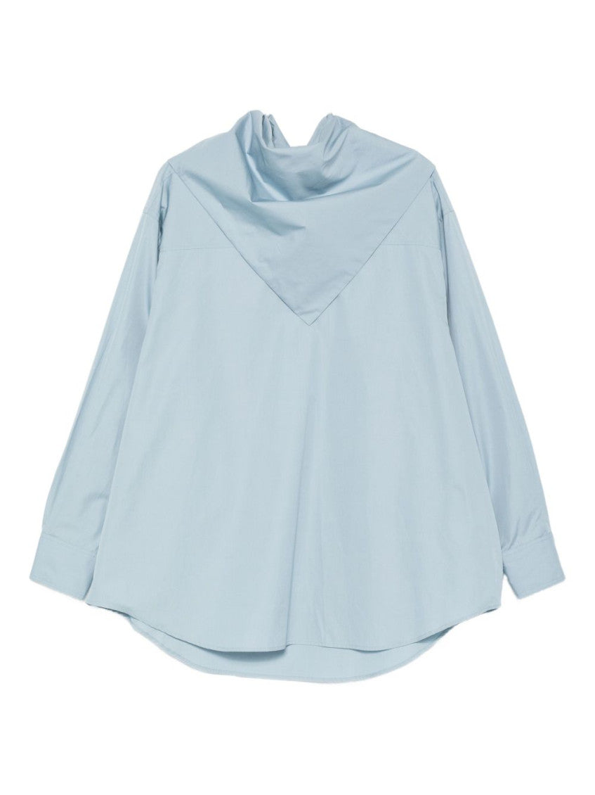 Blue Draped Cotton Shirt 1