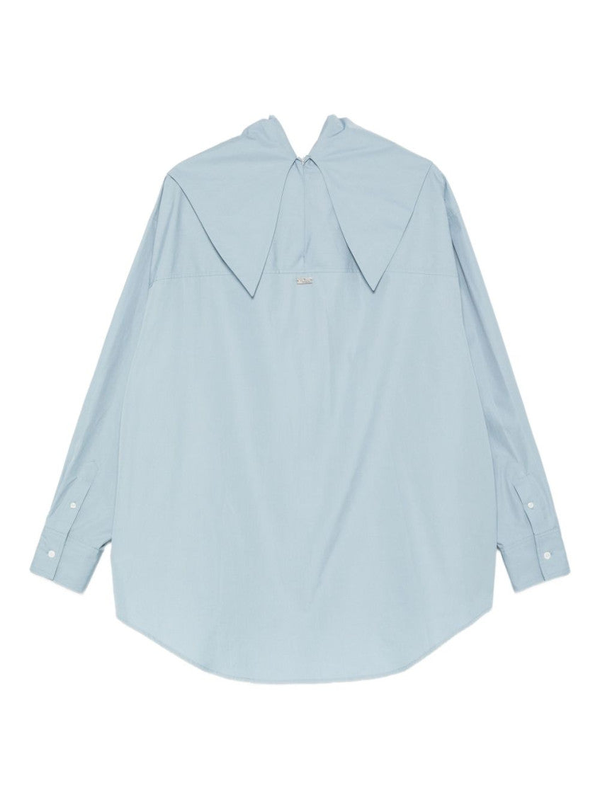 Blue Draped Cotton Shirt 2