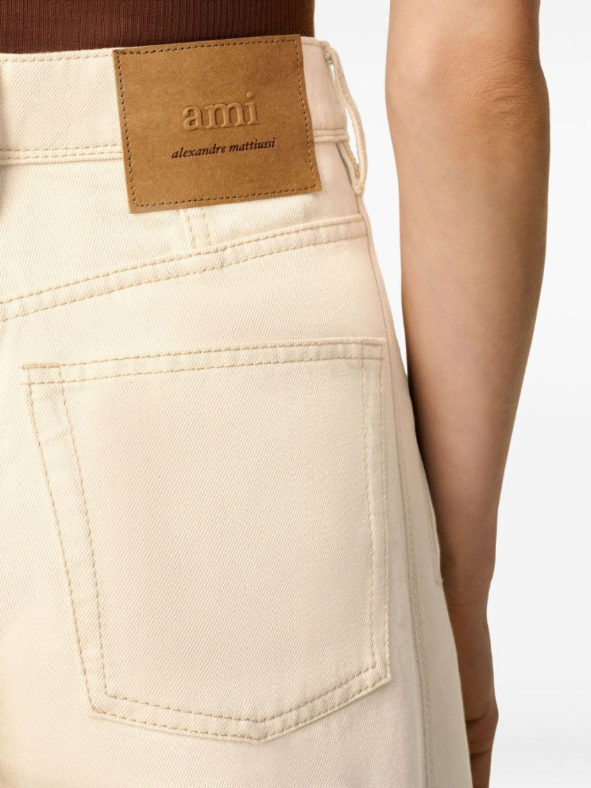 Off White Cotton Super Wide Fit Jeans 4