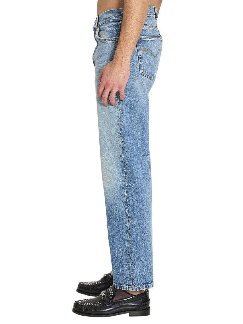 Blue Straight Mid Rise Jeans 3