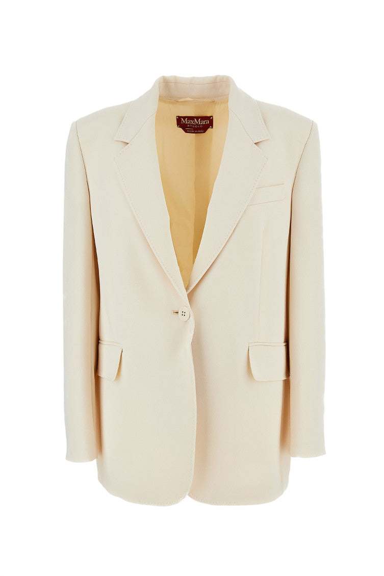 Off White Notched Lapel Blazer 1
