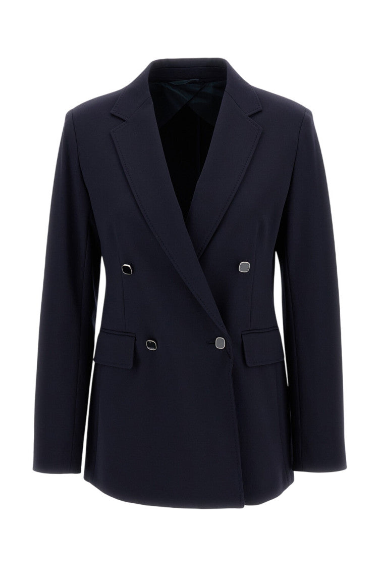 Dark Blue Notched Lapel Blazer 1