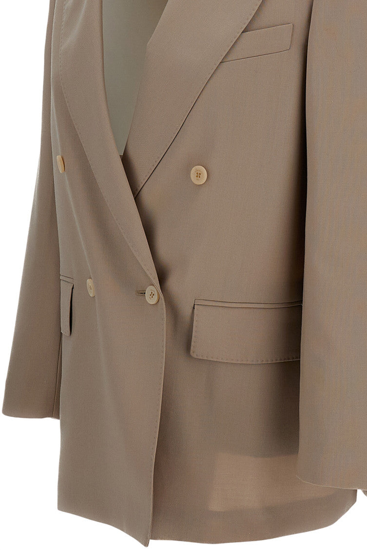Beige Notched Lapel Blazer 3