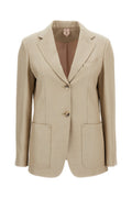 Beige Notched Lapel Blazer 1
