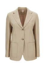 Beige Notched Lapel Blazer 1