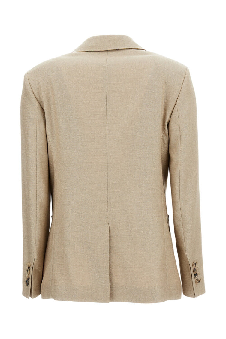Beige Notched Lapel Blazer 2