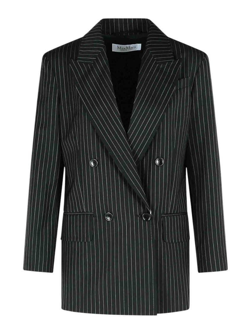 Black Stripes Peaked Lapel Blazer 1