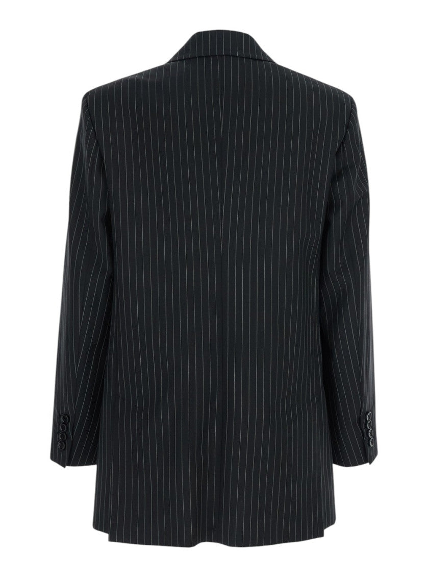 Black Stripes Peaked Lapel Blazer 2