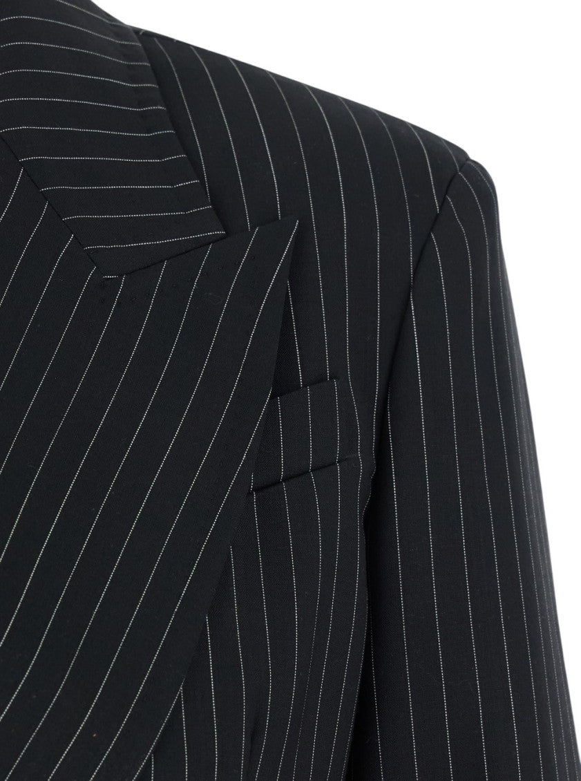 Black Stripes Peaked Lapel Blazer 3