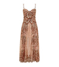 Peach Paisley Sweet Heart Neck Dress 1