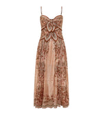 Peach Paisley Sweet Heart Neck Dress 1