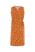 Orange Floral V Neck Midi Dress 1
