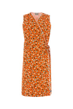 Orange Floral V Neck Midi Dress 1