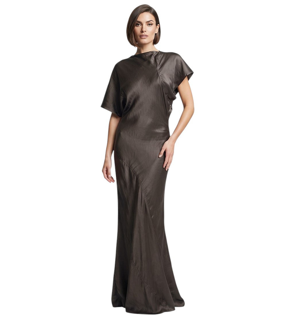 Brown Cowl Neck Maxi Dress 3