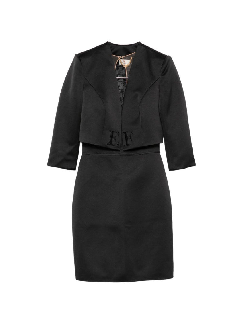 Black V Neck Knee Length Dress 1