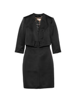 Black V Neck Knee Length Dress 1