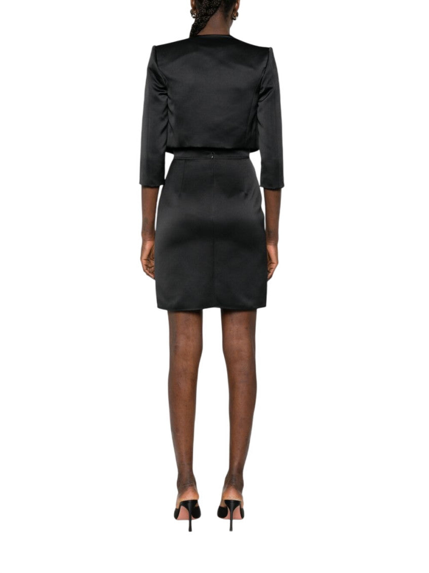 Black V Neck Knee Length Dress 3
