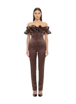 Brown Off Shoulder Jumpsuit 1