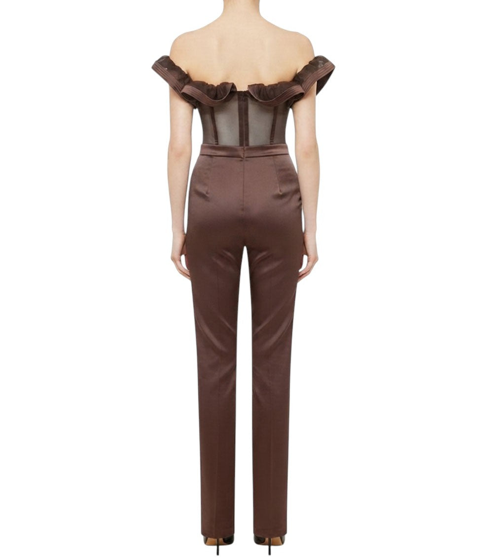 Brown Off Shoulder Jumpsuit 2
