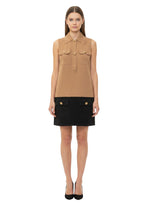 Brown Color Block Shirt Collar Mini Dress 1