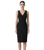 Black V Neck Midi Dress 1