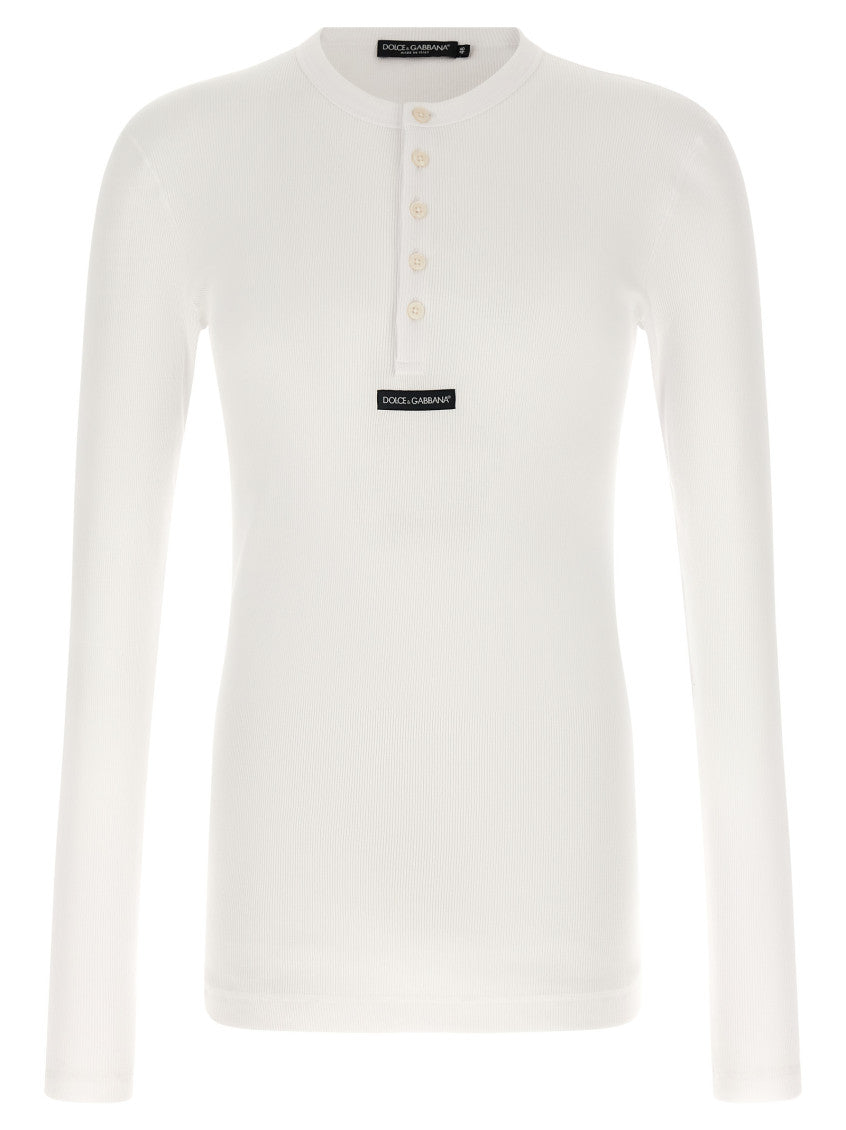 White Slim Henley T-Shirt 1