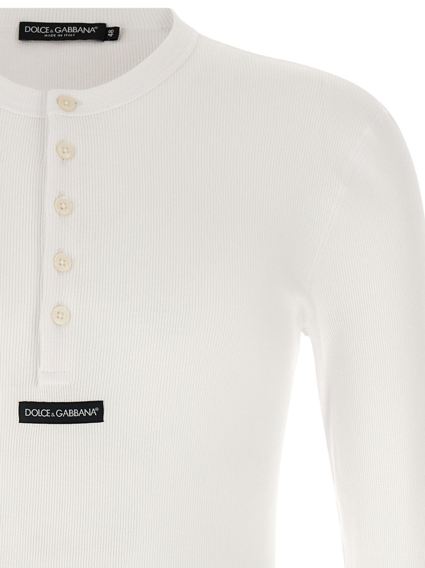 White Slim Henley T-Shirt 3