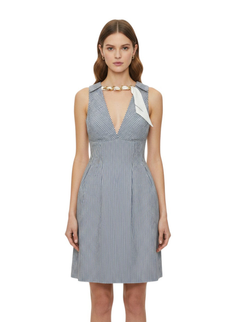 Grey Stripes V Neck Mini Dress 1