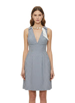 Grey Stripes V Neck Mini Dress 1