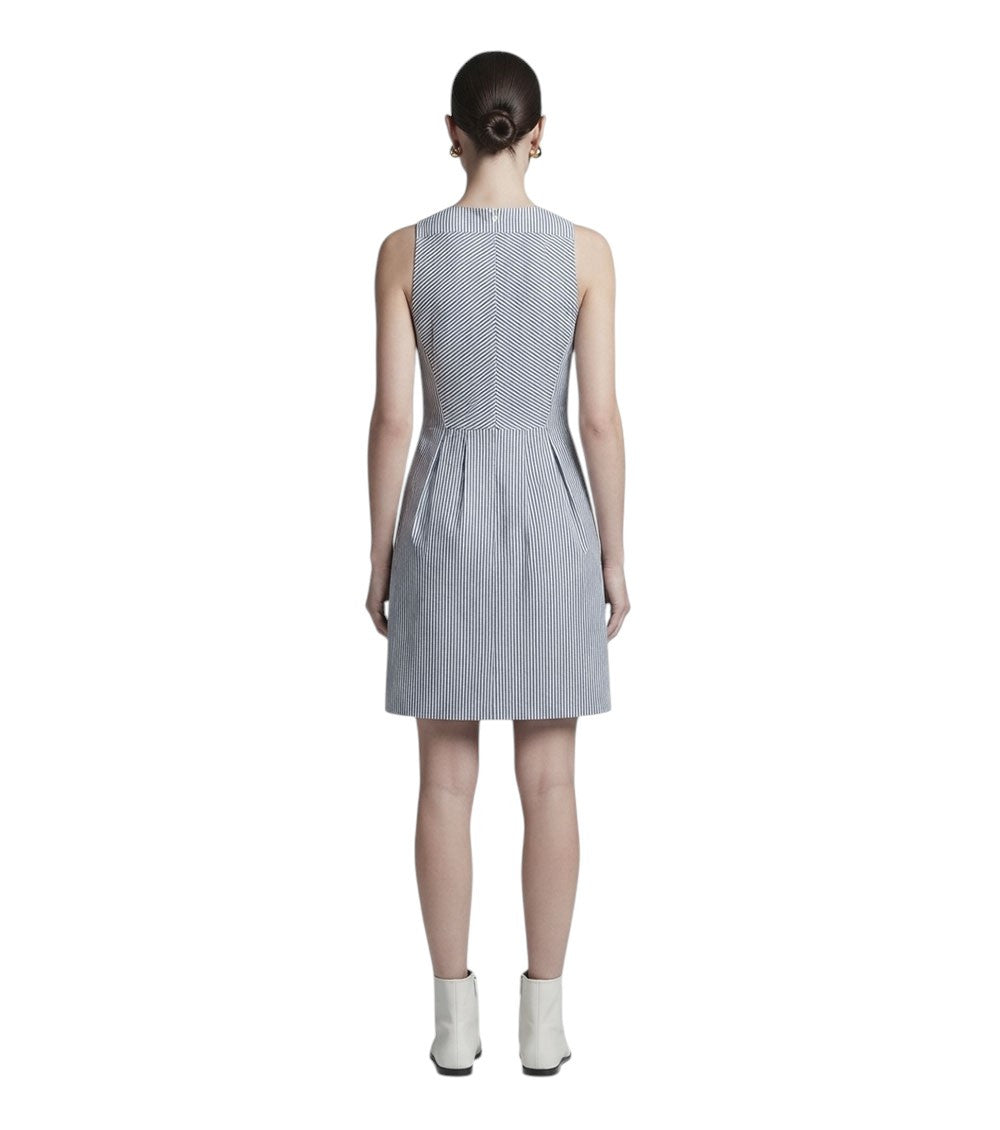 Grey Stripes V Neck Mini Dress 2