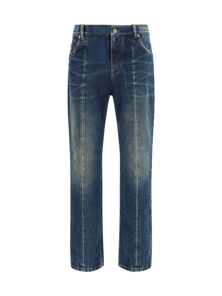 Blue Straight Distressed Jeans 1