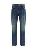 Blue Straight Distressed Jeans 1