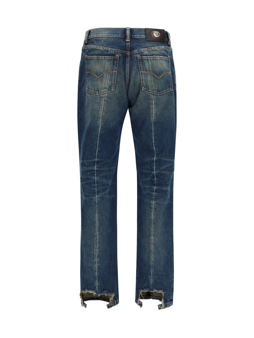 Blue Straight Distressed Jeans 2