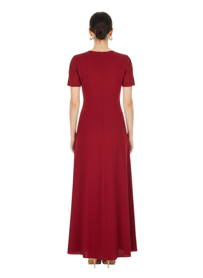 Red Crew Neck Maxi Dress 2