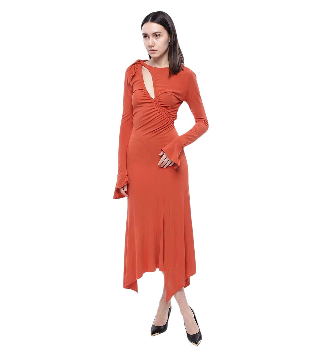 Red Round Neck Maxi Dress 1