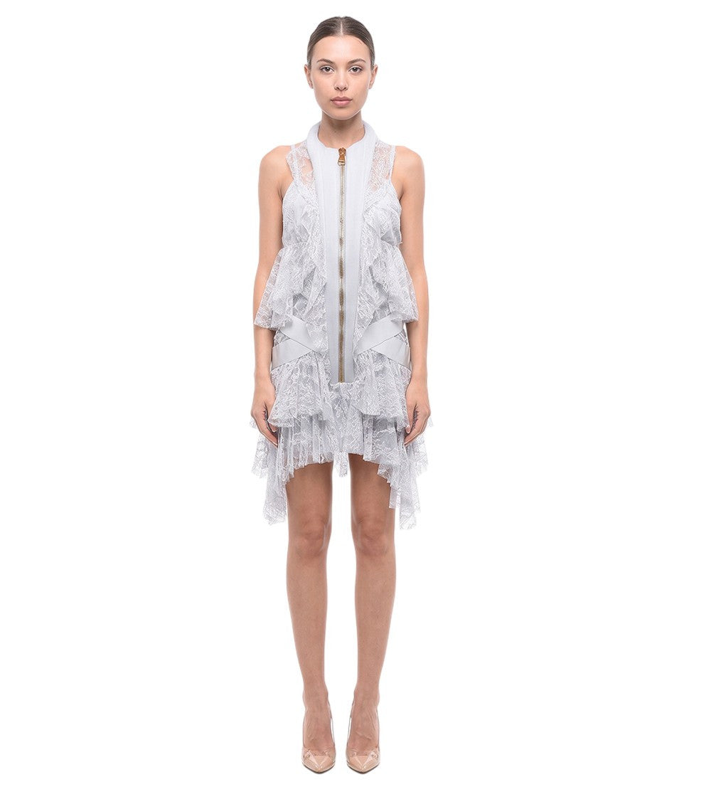 Light Blue Lace Mandarin Collar Dress 1