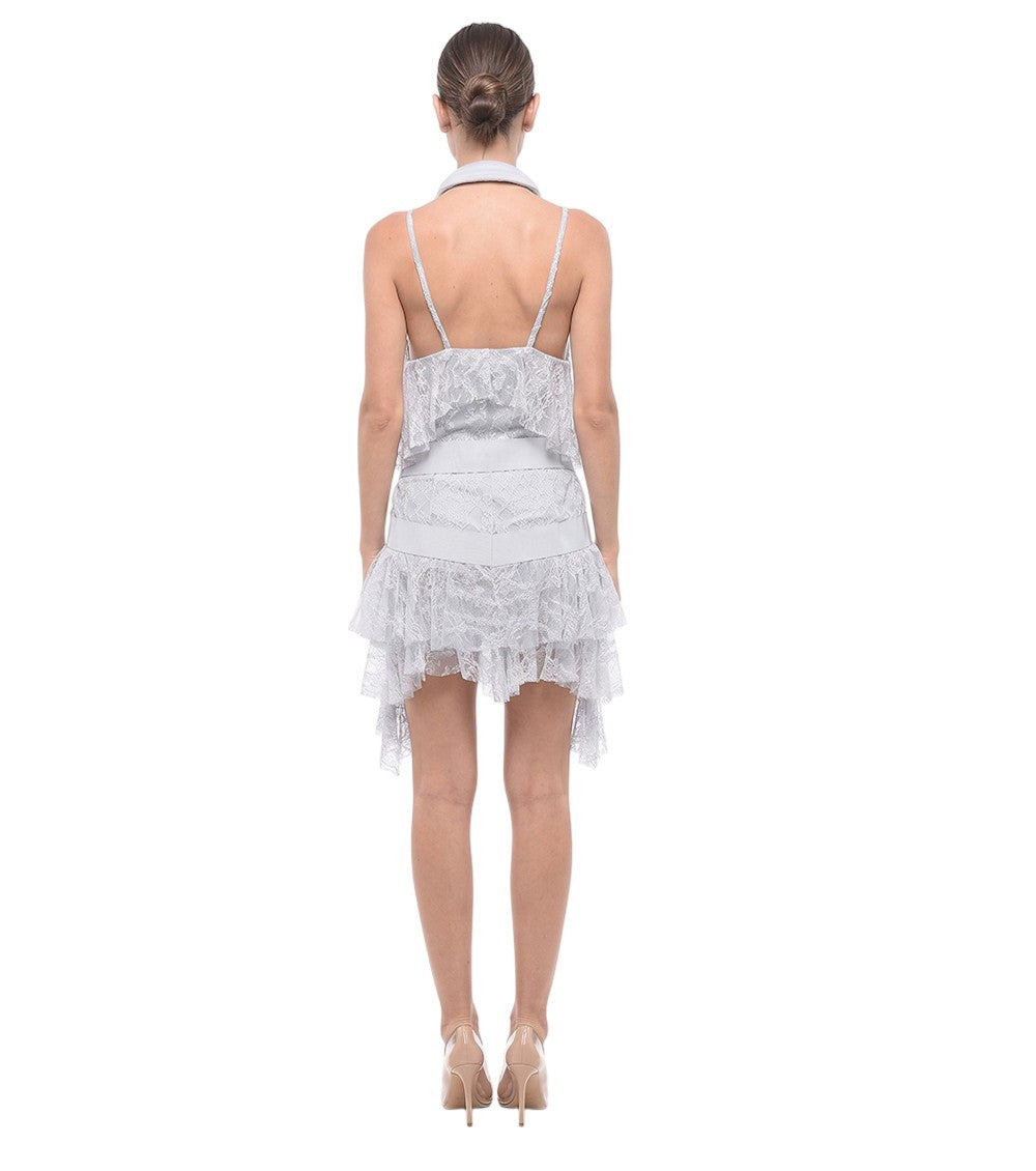 Light Blue Lace Mandarin Collar Dress 2