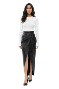 Black Solid Calf Length Skirt 1
