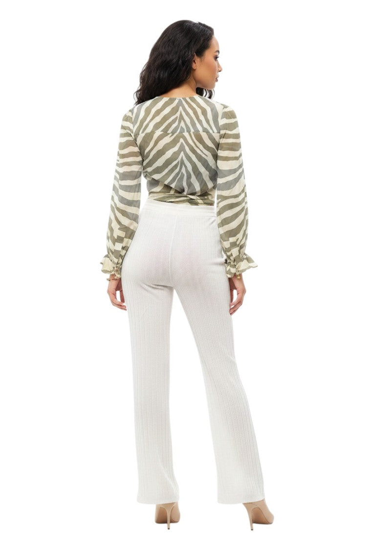 White Flared Drawstring Pants 2