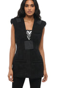 Black Lace V Neck Jacket 1