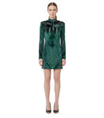 Green Abstract Mock Collar Dress 1