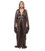 Brown V Neck Maxi Dress 1